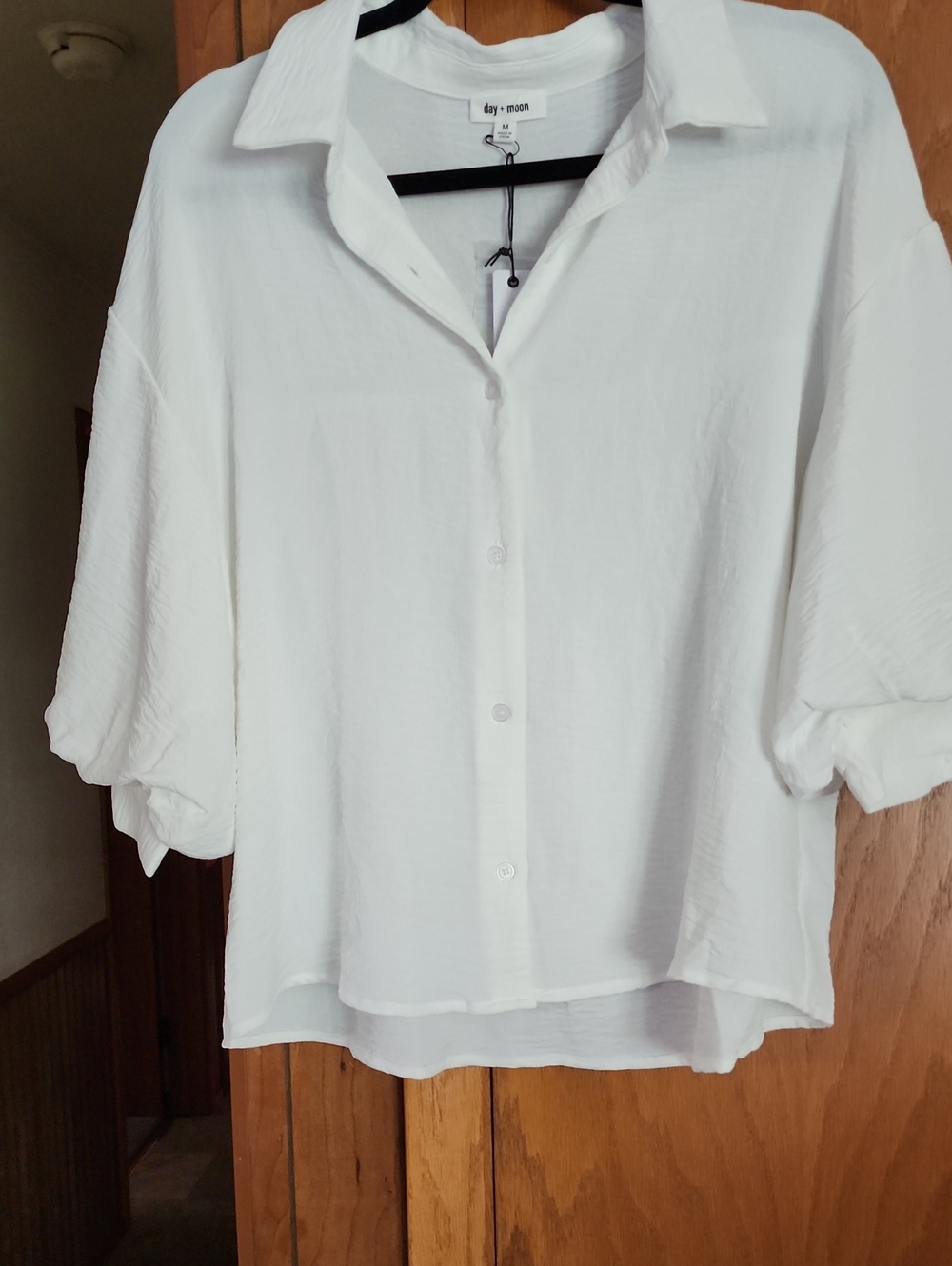 White Button-Front Relaxed Shirt - White